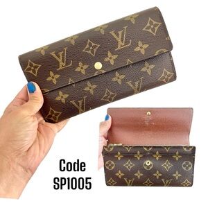 Vintage LOUIS VUITTON Canvas Monogram Sarah Women’s Long Wallet Brown Authentic